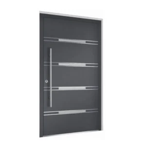 ALU 5046 - Aluminum modern hinged front door with  stripes