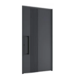 ALU LL08 -Modern aluminum entrance door with decorative vertical aluminum slats