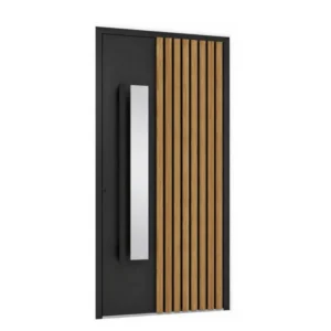 ALU LL10 -Contemporary aluminum front door featuring vertical aluminum slats