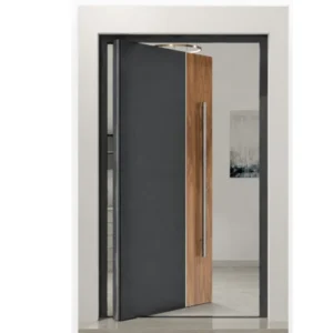 PIVOT PEV 20 -Aluminum pivot  door with wooden decor