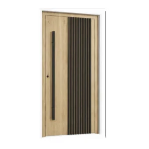 ALU LL02 -Modern aluminum entrance door with decorative vertical aluminum slats