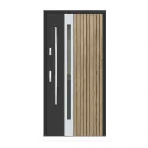 PED ML 03 -Modern entrance door with decorative vertical slats