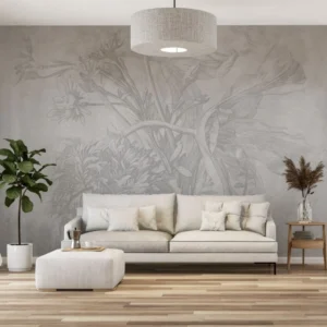 WA-035  GREY OMBRE FLOWER – Custom-made wallpaper